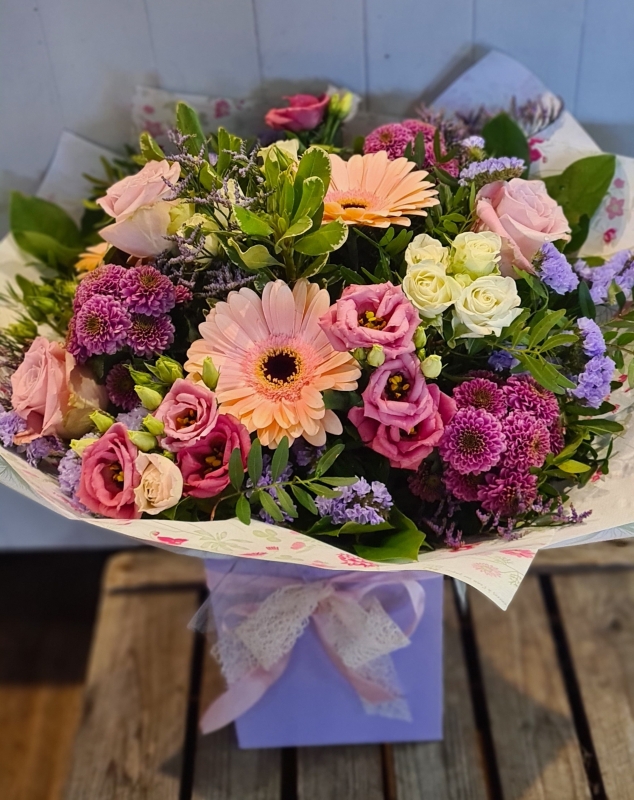 Valentines Day Floral Bouquet Pink & Purple